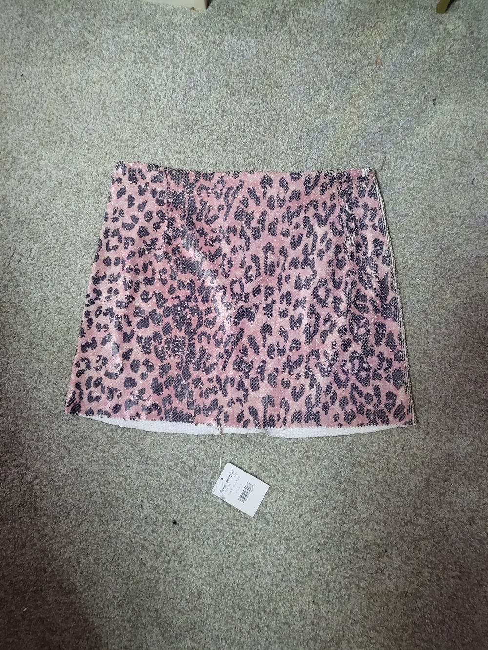 Free People Pink Leopard Sequin Mini Skirt - Picture 1 of 1
